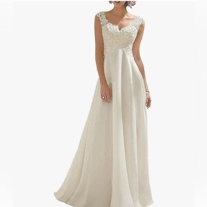 Elegant Wedding Dress Lace Double V-Neck
